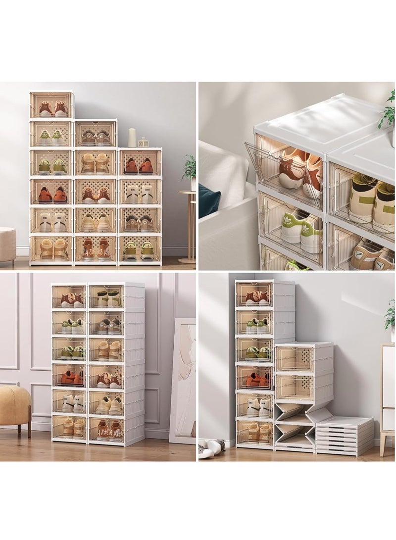 eBasket 6-Tier Shoe Rack with Clear Door Foldable Plastic Shoe Organizer - Image 4