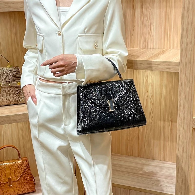 Handbag Women'S 2024 Autumn New Crocodile Pattern Niche Light Luxury High-End Crossbody Small Bag Elegant Evening Bag - Image 5