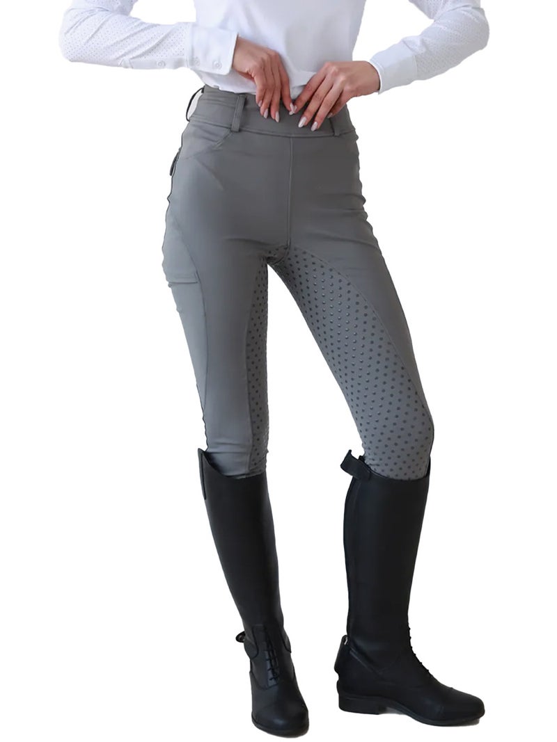 Generic Men Women Equestrian Riding Silicone Pants Quick Dry F126 gray