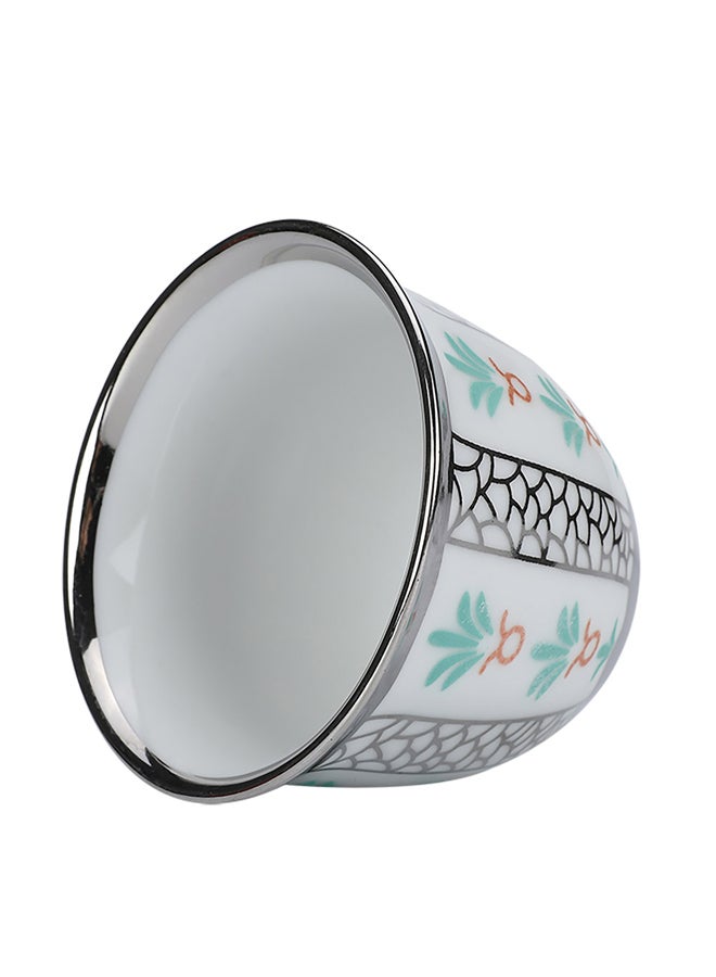AL SANIDI Ceramic Arabic coffee cup with a paLm Leaf pattern, Arabic coffee cup, Silver - Image 4