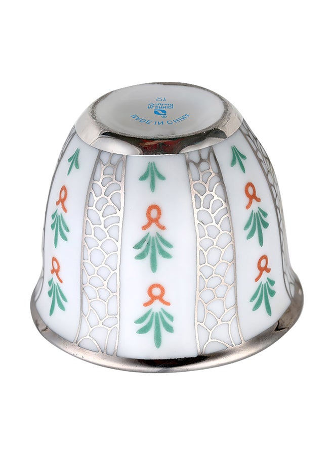 AL SANIDI Ceramic Arabic coffee cup with a paLm Leaf pattern, Arabic coffee cup, Silver - Image 3