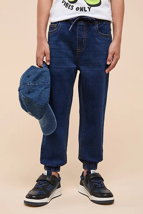 R&B Faded Jogger Jeans with Drawstring Waist