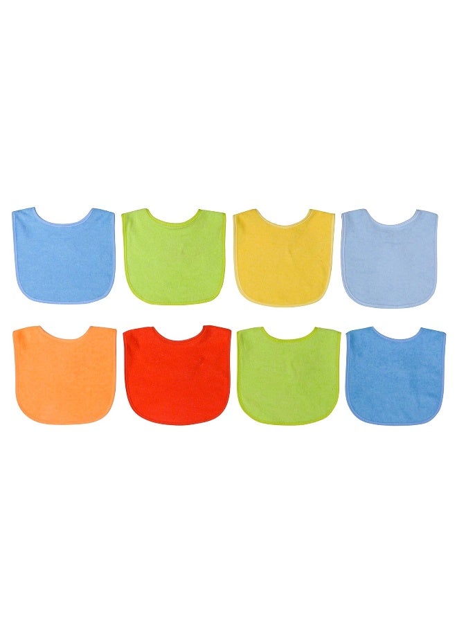 Neat Solutions 8 Count Multi-Color Solid Knit Terry Feeder Bib, Boy - Image 1