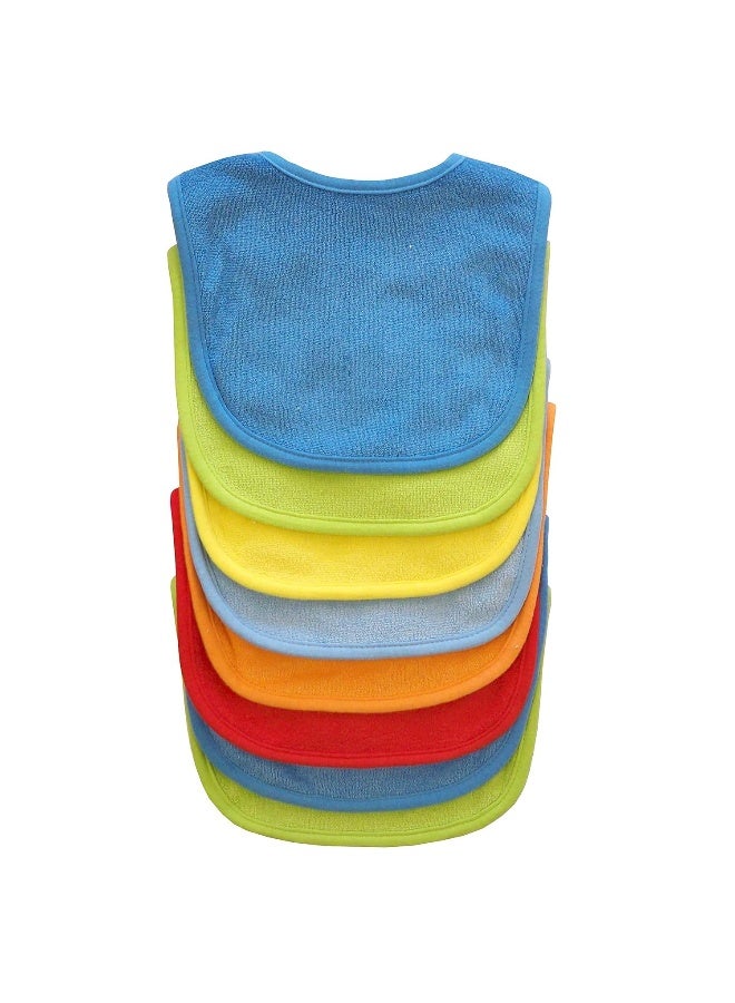 Neat Solutions 8 Count Multi-Color Solid Knit Terry Feeder Bib, Boy - Image 3