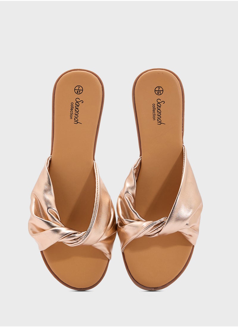 Ginger - Knot Strap Flat Sandal - Image 1