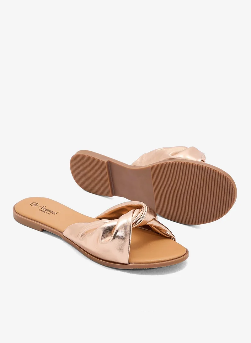 Savannah Collection rose gold Knot Strap Flat Sandal for Women | Best Price UAE
