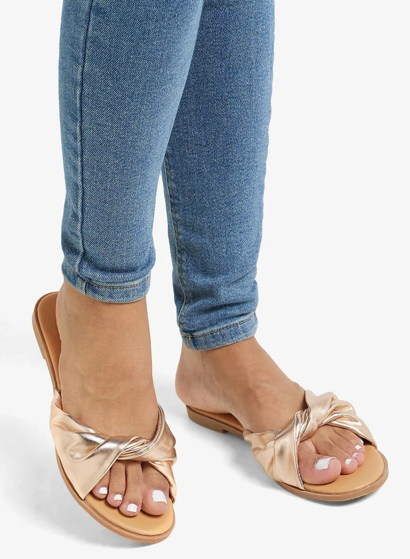 Savannah Collection rose gold Knot Strap Flat Sandal for Women | Best Price UAE