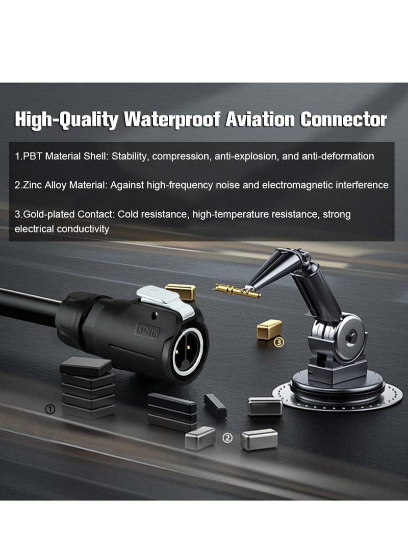 Industrial Waterproof Connector, IP67 Protection Level Circular Connector, Military Design Aviation Connector, Suitable fo rAutomotive, Marine, Lights (Metal, Plastic, 2 pin) - Image 3