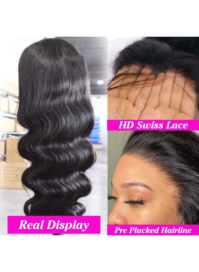 ANNELBEL - 13x6 Wear and Go Glueless Body Wave Lace Front Wigs Human Hair HD Transparent Lace Frontal Wigs Pre Plucked with Baby Hair 180% Density Human Hair Wigs for Black Women 18 Inch Natural Color - Image 1