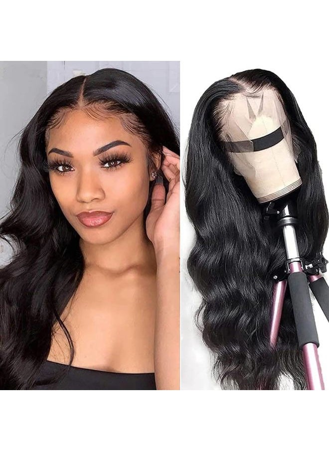 ANNELBEL - 13x6 Wear and Go Glueless Body Wave Lace Front Wigs Human Hair HD Transparent Lace Frontal Wigs Pre Plucked with Baby Hair 180% Density Human Hair Wigs for Black Women 18 Inch Natural Color - Image 1