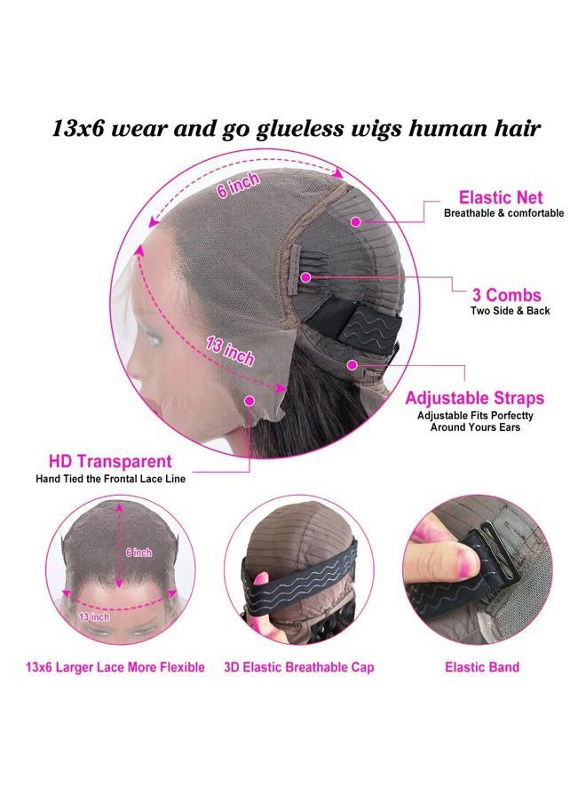 ANNELBEL - 13x6 Wear and Go Glueless Body Wave Lace Front Wigs Human Hair HD Transparent Lace Frontal Wigs Pre Plucked with Baby Hair 180% Density Human Hair Wigs for Black Women 18 Inch Natural Color - Image 1