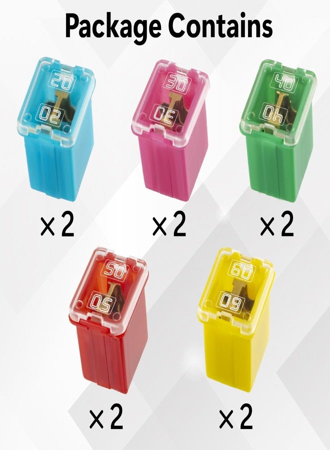 BFXM 10 PCS Versatile Automotive Fuse Assortment Low Profile Box Shaped Micro Cartridge Fuses Kit for Pickup Trucks Cars and SUVs (20 A/30 A/40 A/50 A/60 A, 2 PCS Each) - Image 2