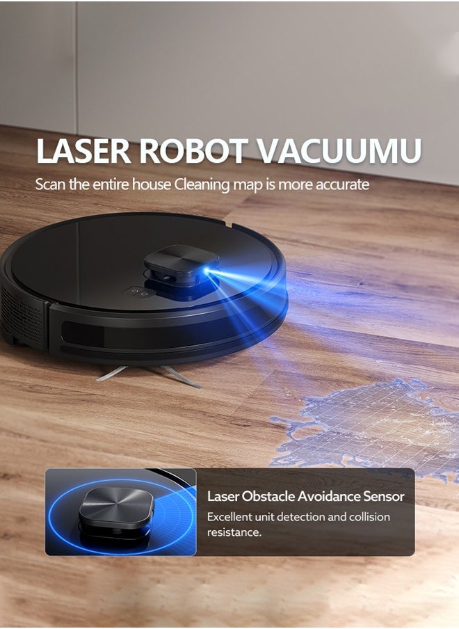 isweep - 3 in 1 Robot Vacuum and Mop Combo, 4000Pa Robot Vacuum Cleaner with LIDAR Navigation,Auto Carpet Boost, Self Charging, App/Voice Control, Ideal for Pet Hair,Hard Floor,X7 Black - Image 1