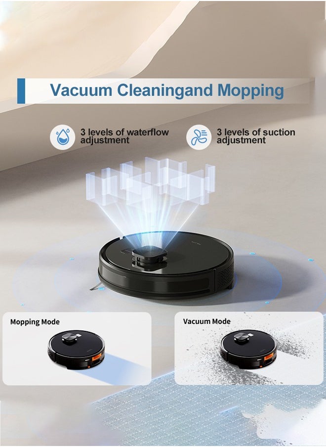 isweep - 3 in 1 Robot Vacuum and Mop Combo, 4000Pa Robot Vacuum Cleaner with LIDAR Navigation,Auto Carpet Boost, Self Charging, App/Voice Control, Ideal for Pet Hair,Hard Floor,X7 Black - Image 1