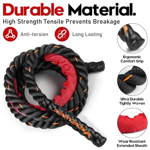RENRANRING Jump Rope 3lb 4lb 5lb Weighted Jump Rope for Fitness 98ft Heavy Exercise Jumping Ropes Adult Skipping Rope for Men Women Improve StrengthBuilding MuscleBoxingHome Workout EquipmentGym Gift 3lb OrangeBlack - Image 3