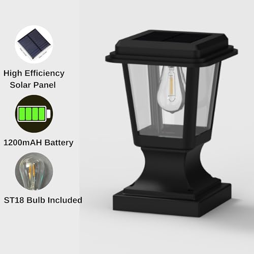 XERGY ABS Solar Pillar Lamp Lights, Waterproof, Dusk to Dawn Sensor Outdoor Solar Post Light for Garden, Yard, Landscape Pole, Outside Decorative Lamp - Image 4