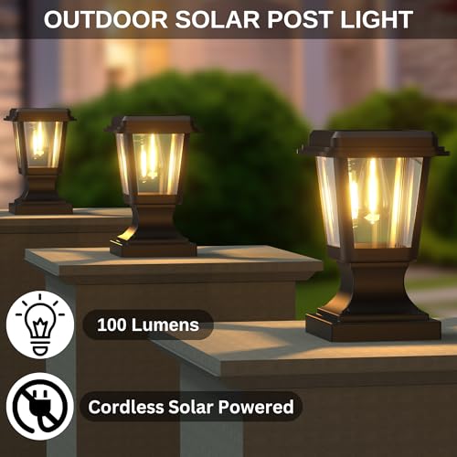 XERGY ABS Solar Pillar Lamp Lights, Waterproof, Dusk to Dawn Sensor Outdoor Solar Post Light for Garden, Yard, Landscape Pole, Outside Decorative Lamp - Image 5