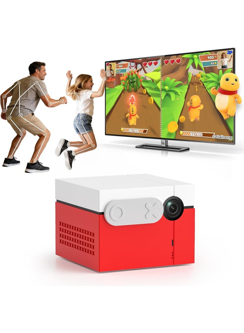 كينهانك جهاز ألعاب MotionX Motion للأطفال والعائلات من Kinhank، جهاز ألعاب تفاعلي مزود بكاميرا HD، يدعم لاعبين، يحتوي على 37 لعبة، بدون وحدات تحكم أو رسوم اشتراك، لتعزيز التفاعل بين الآباء والأطفال، هدية مناسبة من عمر 3 سنوات فما فوق. - Image 1
