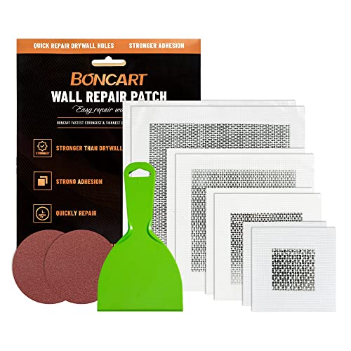 Boncart Drywall Repair Kit,Drywall Patch Repair Kit,2/4/6/8inch Self Adhesive Repair Patch,Quick Repair Drywall Large Holes - Image 1