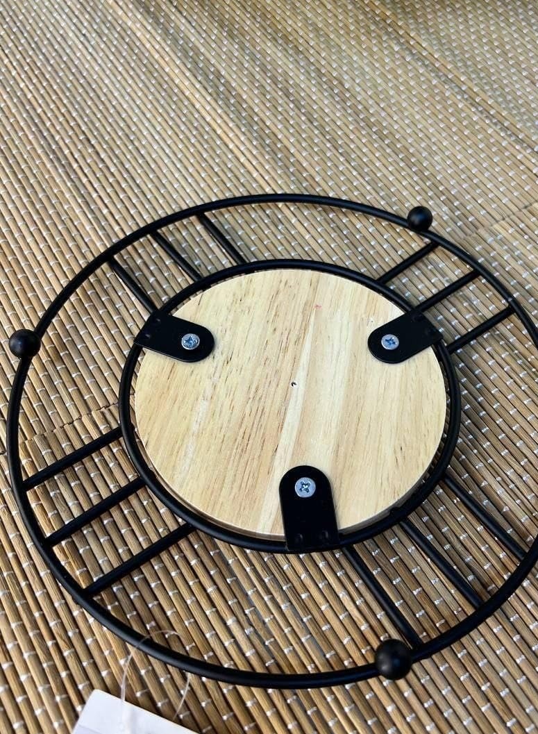 حامل مجات و اكواب أو حامل إبريق الشاي خشب بقاعدة معدنية - Image 3