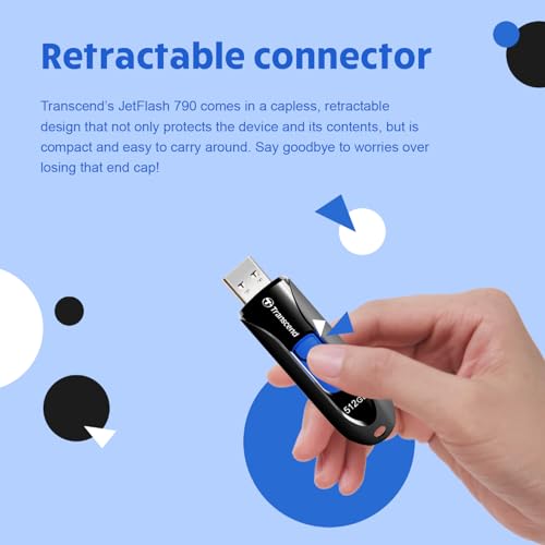 Transcend 64GB JetFlash 790 USB 3.0 Flash Drive (TS64GJF790K), Black - Image 2