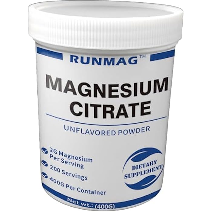 RUNMAG Food Grade Magnesium Citrate Powder, Vegan unflavored Magnesium Citrate Powder 400 Grams - Image 1