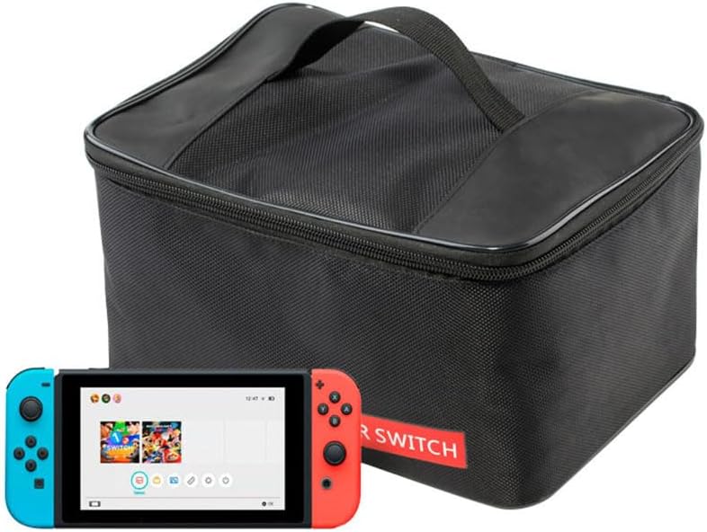 Cute Switch Carry Case for Switch 2/Nintendo Switch/OLED, Portable Soft Shell Waterproof Protective Storage Travel Carrying Case Messenger Bag Oxford for NS SD Console Dock JoyCons Accessories (Black)