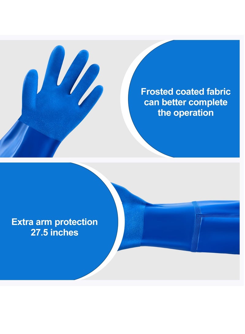 Excefore Elbow Length Gloves 60cm and Waterproof Leather Apron 110cm Aprons, Reusable PVC Gloves, Heavy Duty Waterproof Gloves and Aprons for Lab Kitchen  - Image 3