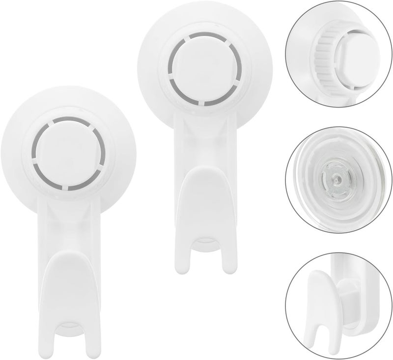 Healifty 2pcs Adjustable Suction Cup Hooks White Punch-Free Bathroom Wall Hanging Hooks Vacuum Suck Cup for Kitchen and Shower Storage - Image 5