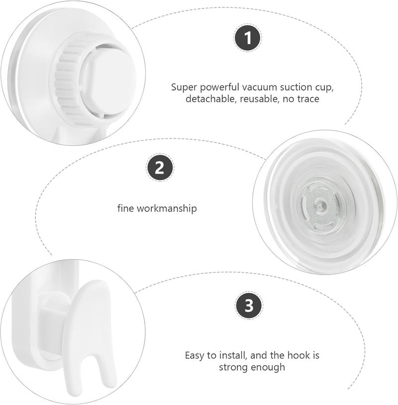 Healifty 2pcs Adjustable Suction Cup Hooks White Punch-Free Bathroom Wall Hanging Hooks Vacuum Suck Cup for Kitchen and Shower Storage - Image 3