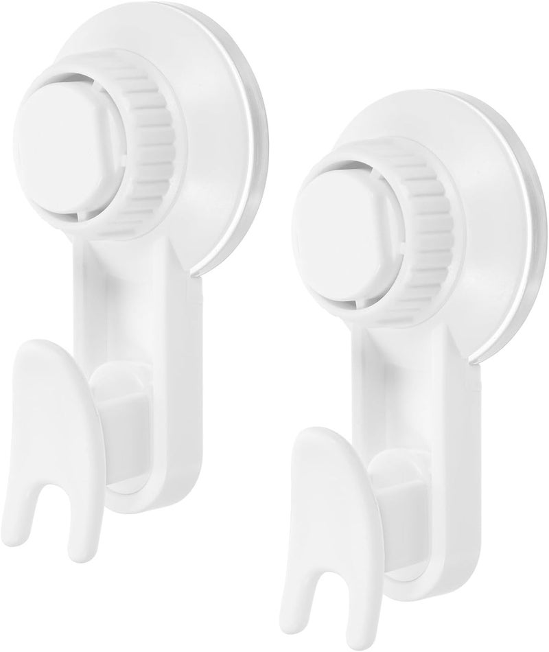 Healifty 2pcs Adjustable Suction Cup Hooks White Punch-Free Bathroom Wall Hanging Hooks Vacuum Suck Cup for Kitchen and Shower Storage - Image 1