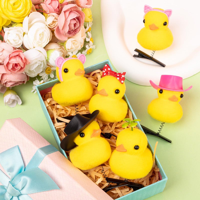 JMZYJZH 12 Pcs Duck Hair Clips, Cute Festival Rave Sprouts, Yellow Duck Hairpin Accessorie for School Home Party Props - Image 5