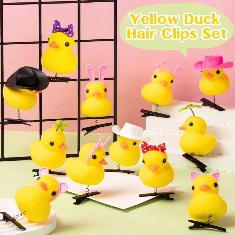 JMZYJZH 12 Pcs Duck Hair Clips, Cute Festival Rave Sprouts, Yellow Duck Hairpin Accessorie for School Home Party Props - Image 4