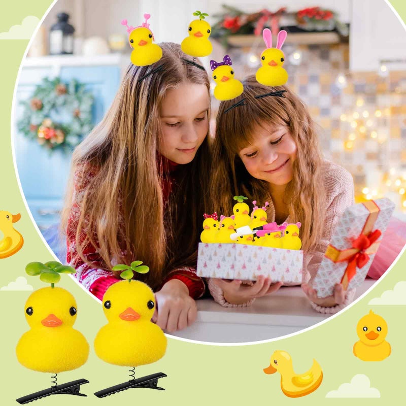 JMZYJZH 12 Pcs Duck Hair Clips, Cute Festival Rave Sprouts, Yellow Duck Hairpin Accessorie for School Home Party Props - Image 3