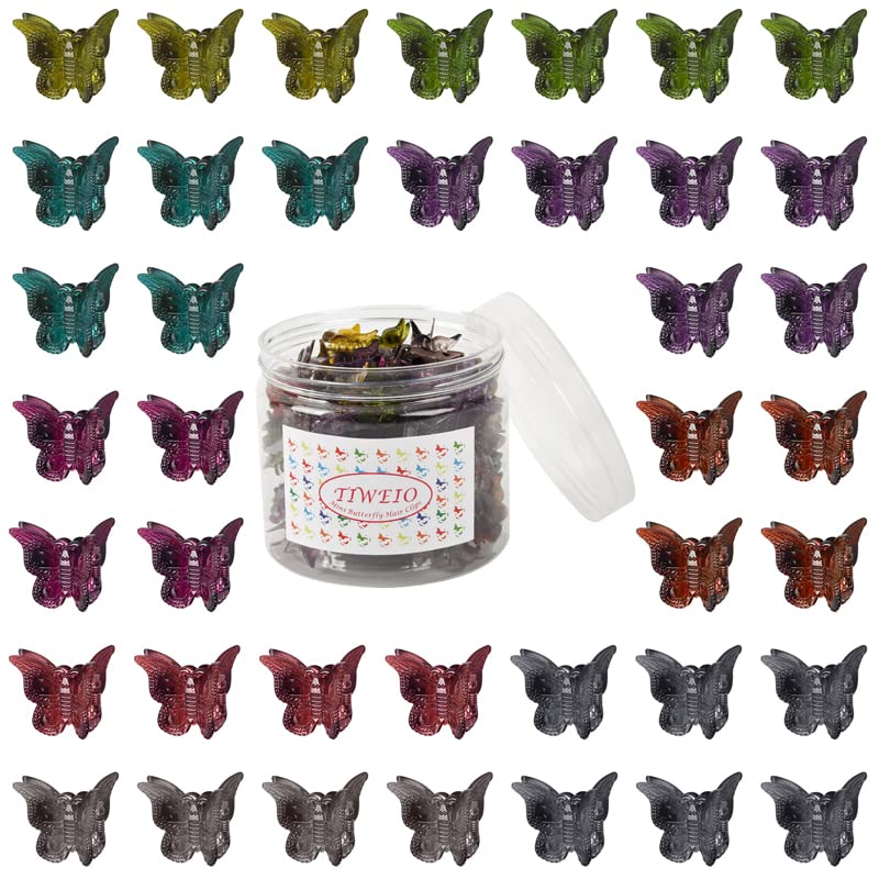 Tiweio Butterfly Hair Clips 50Pcs Mini Hair Clips with 9 Leopard Print Color Small Hair Claw Clips Cute Hair Accessories for Hair 90s Women Girls Pack of 1