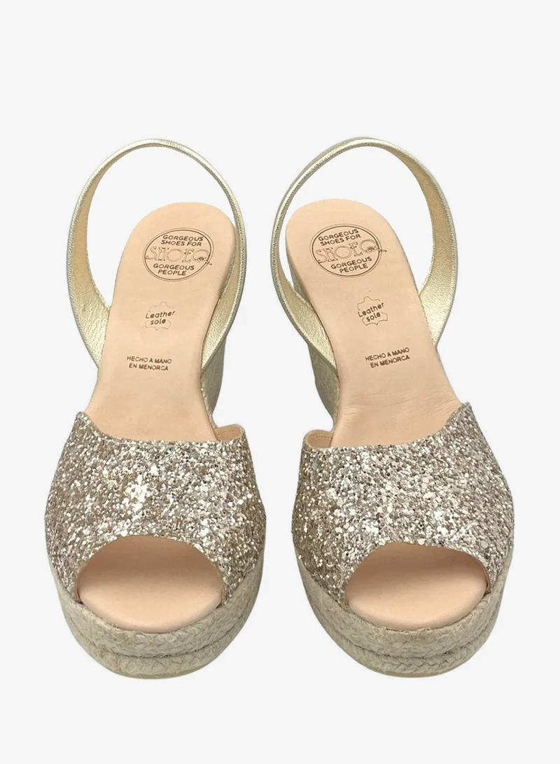 SHOEQ Champagne Glitter Roxy Espadrille Wedge for Women | Best Price UAE