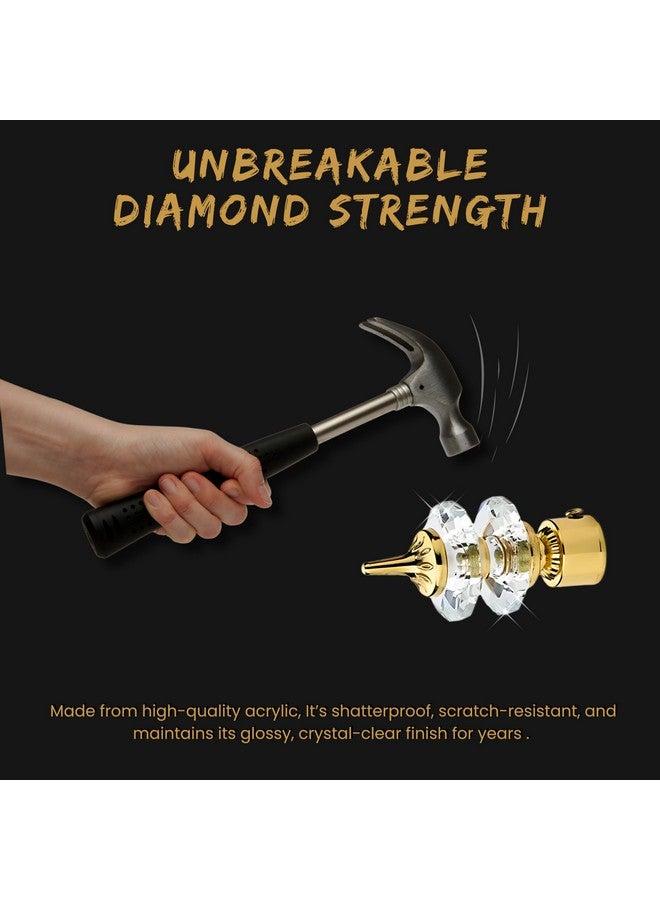 GLOXY ENTERPRISE Aluminium Double Diamond Curtain Brackets Parda Holders with Support Fittings 1 Inch Rod Pocket Finials Designer Door and Window ( Golden 5 Pair) - Image 3