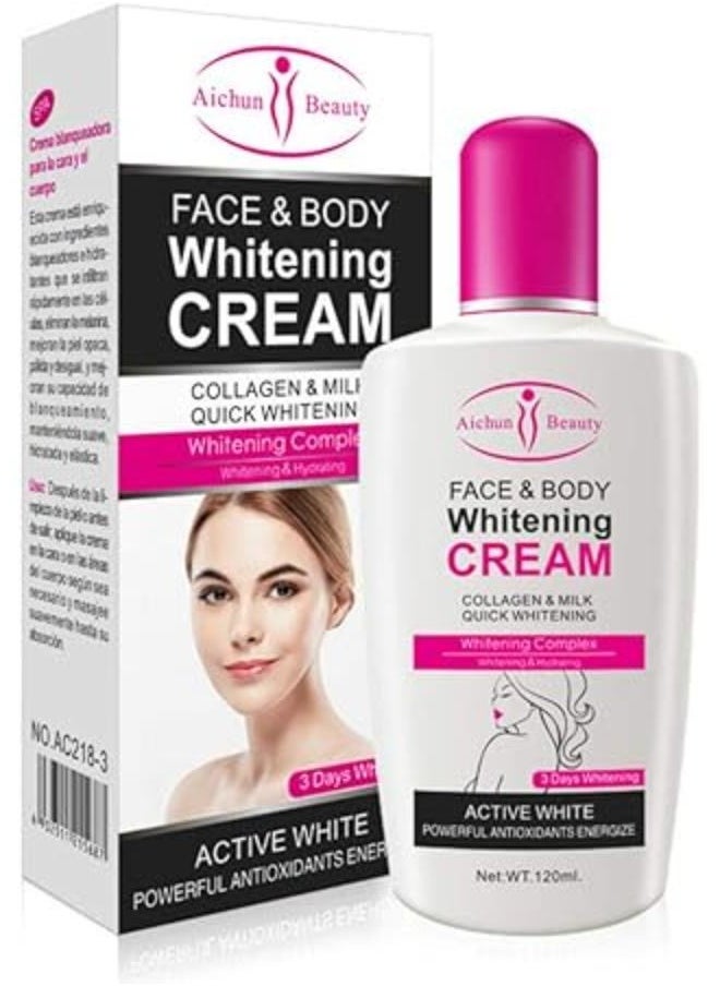 Aichun beauty Quick Whitening Complex Collagen Milk Face & Body Cream Power Antioxidants 120 ml  - Image 1