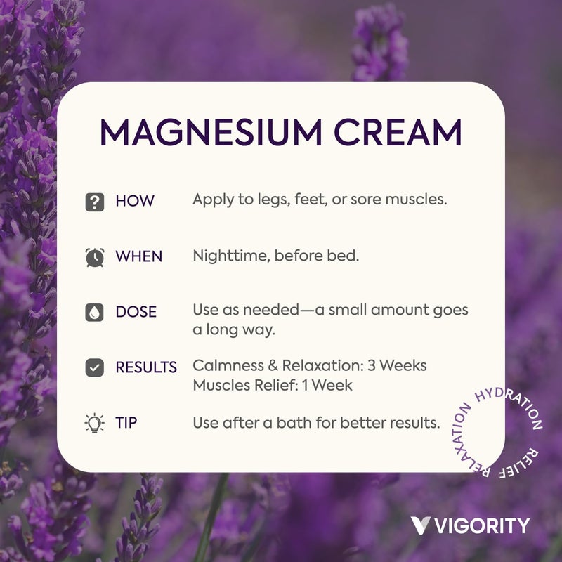 VIGORITY Magnesium Lotion for Kids & Babies Sleep - Bedtime Calming Body Cream with Natural Ingredients & Multi Vitamins - Topical Magnesium Soothing Relief, Promotes Relaxation (4.23 Ounce, Lavender) - Image 4