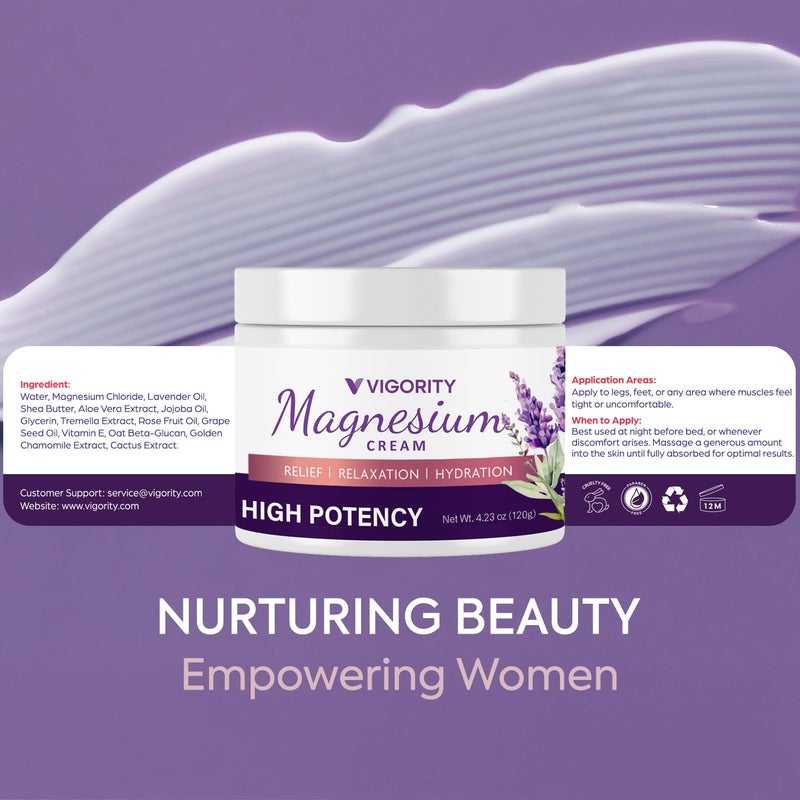 VIGORITY Magnesium Lotion for Kids & Babies Sleep - Bedtime Calming Body Cream with Natural Ingredients & Multi Vitamins - Topical Magnesium Soothing Relief, Promotes Relaxation (4.23 Ounce, Lavender) - Image 3