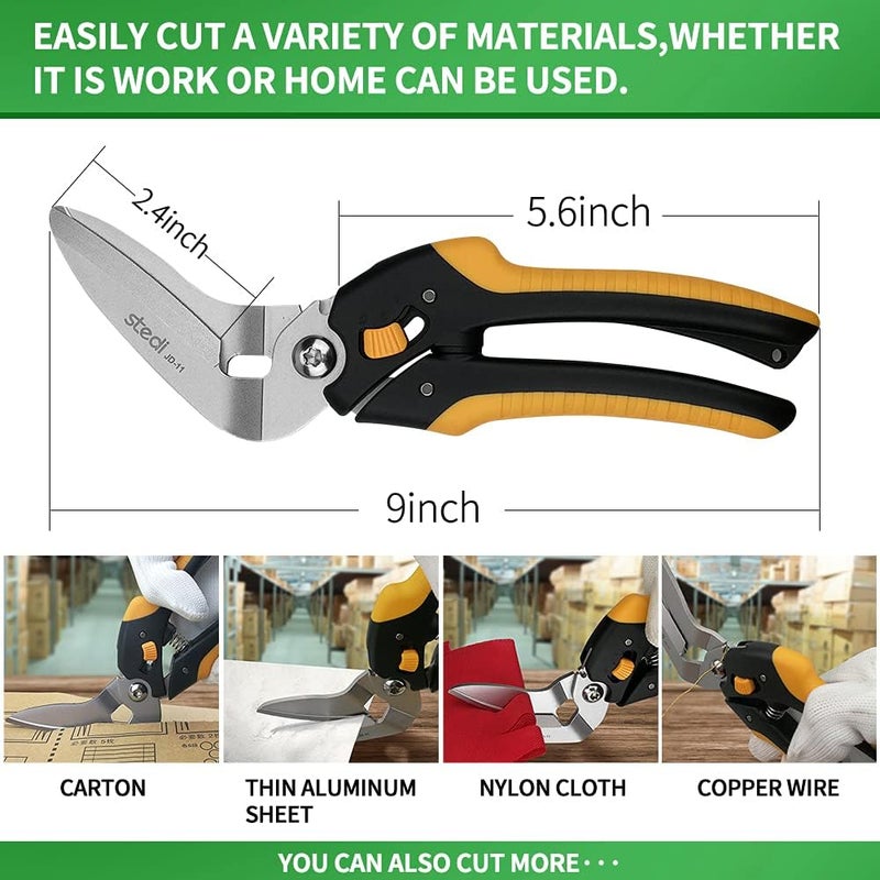 Stedi 9-Inch Scissor Heavy Duty, All Purpose Scissors, Cardboard and Carpet Shears, TPR Handle, Extremely Sharp Blades with Finely Serrated -Easy Cutting Thick Paper, Leather, Fabric - Image 4
