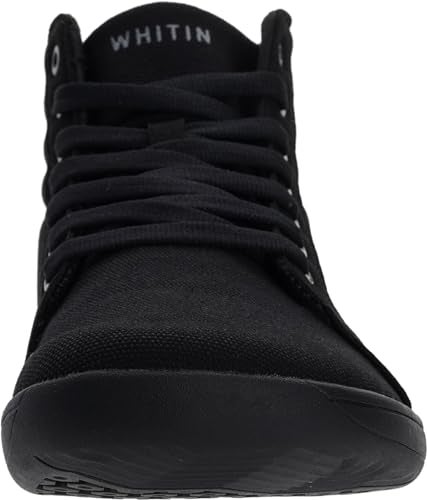 WHITIN Men's Wide Toe Box High Top Barefoot Shoes Boots Casual Canvas Sneakers Zero Drop Sole Size 13 Minimalist Fashion Walking Gym All Black 47 - Image 2