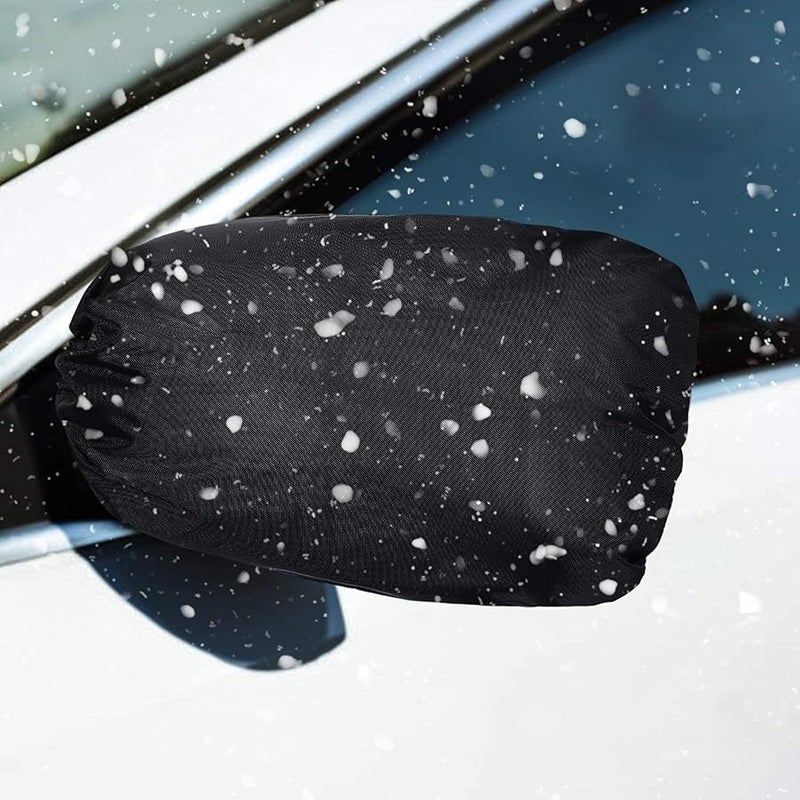 Side View Mirror Cover Auto Rearview Protection Cover Snow Ice Mirror Covers Exterior Rear View Accessories Universal Size for Cars, Black (4 Pieces) - Image 1