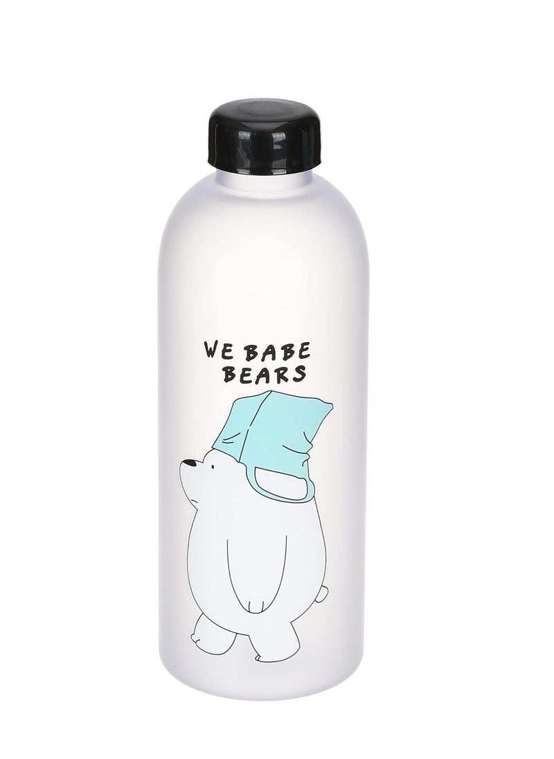 Generic - A 1.2-liter water bottle featuring a "Panda and Bears" design with the phrase "We Bare Bears," perfect for kids and travel. Made of plastic, single piece. Multicolour - Image 1