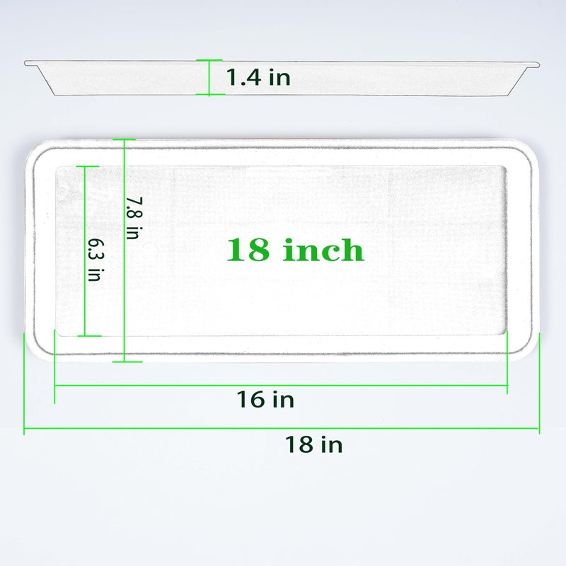 VUWEZ 2 Pack of Plastic Plant Tray Saucer Rectangular 17 18 inch, Plant Trays Saucers for Indoors Outdoor, Plant Water Drip Tray for Flower Pot Planter, Windowsill Plant Tray (7.8 X 17.5'', Black) - Image 2