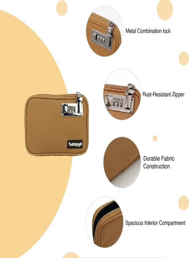 oddpod™ SecurePod Combination Lock Storage Pouch for Valuables | Compact Lockable Organizer for Cash, Passport, Jewelry & Personal Essentials for Home, Travel, Office & Everyday Use - Brown - Image 4