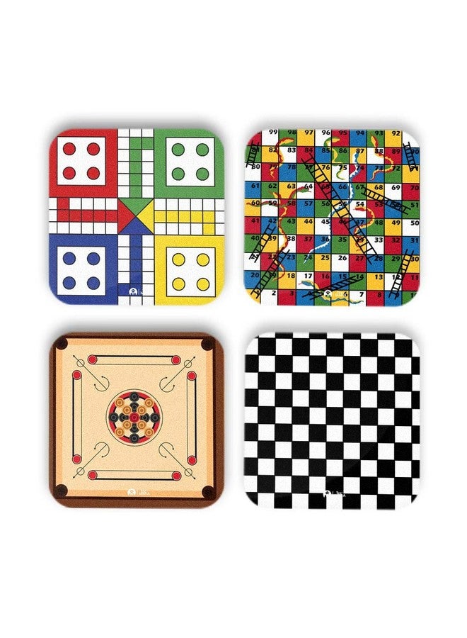Tee Mafia Tee Mafia Printed Game Snake and Ladders MDF Wood Material Tea Coaster for Office , Dining , Multicolour -Set of 4 - Image 1