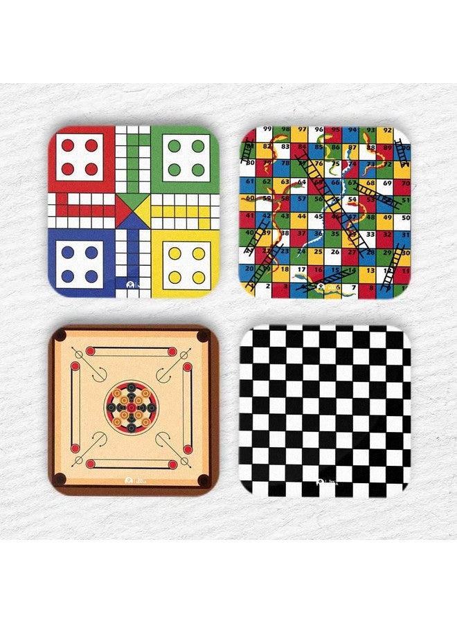 Tee Mafia Tee Mafia Printed Game Snake and Ladders MDF Wood Material Tea Coaster for Office , Dining , Multicolour -Set of 4 - Image 2