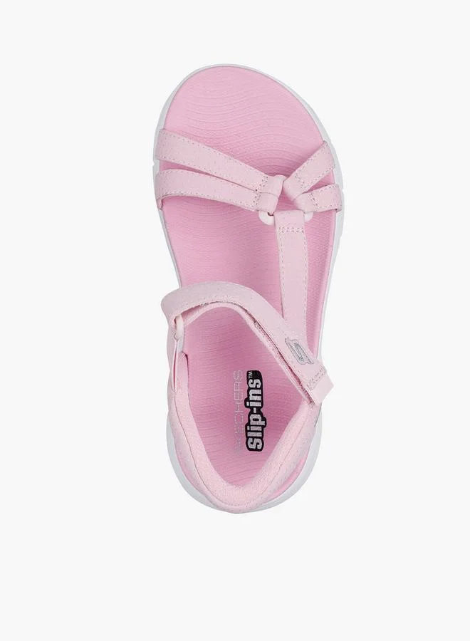 سكيتشرز Girls Go Walk Flex Hook & Loop Strap Sandals - 303028L-Ltpk-Cp