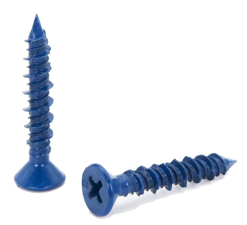 CONFAST 3/16" x 1-1/4" Blue Flat Phillips Concrete Diamond Point Screw Anchor with Drill Bit for Anchoring to Masonry, Block or Brick (100 per Box) - Image 4